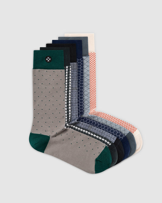 Quirk 6 Pack Crew Socks