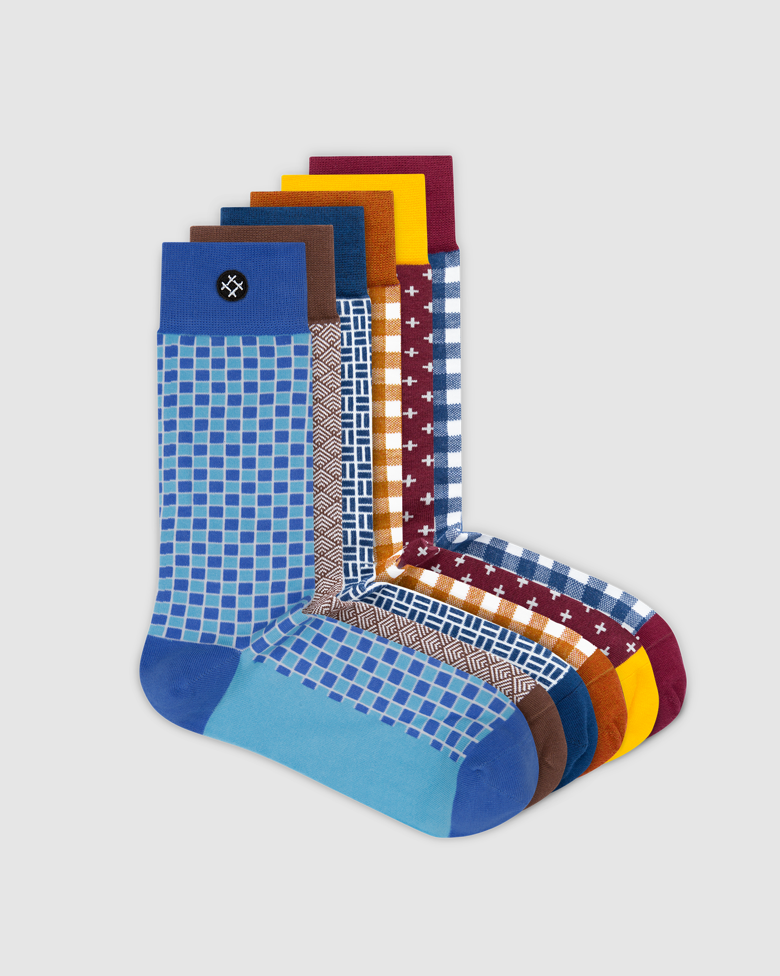 Wander 6 Pack Crew Socks: Mojo, Elroy, Sir Boris, Gil, Huey, Phil